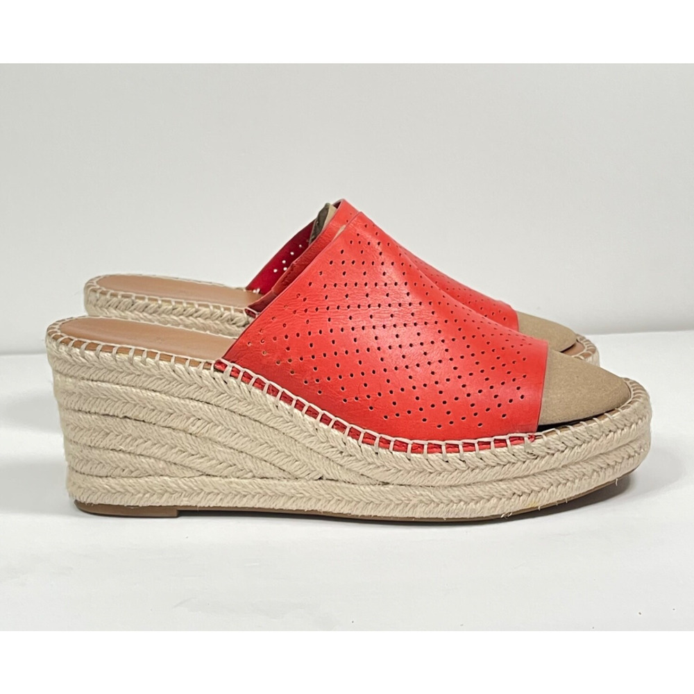 Caslon Women's Camdyn Wedge Espadrille Sandals Size 9.5 Poppy Red Leather Upper